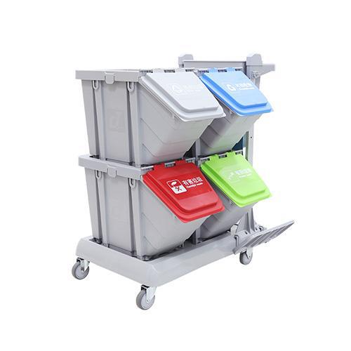 靈動型分類收納系統(tǒng)清潔車，配工具袋、4個25公升分類箱 JD T4100